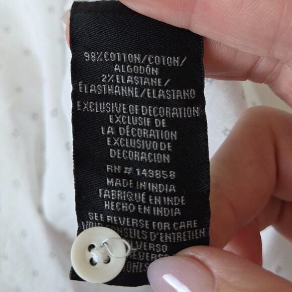 Voyager Mens 2XL Button Front Shirt White Geometric Print Short Sleeve Collar - Picture 7 of 7